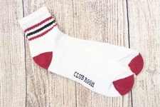 CLUB ROOM RETRO STYLE WHITE DARK RED STRIPE CUSHIONED SHORT CREW ANKEL SOCKS