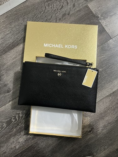 Borsa da polso MK Michael Kors Jet Set grande pochette zip pelle nera ciottoli - Foto 5 di 6