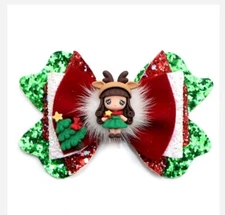 Christmas Reindeer Pre-cut faux leather hair bow kit PREMIUM DIY KIT