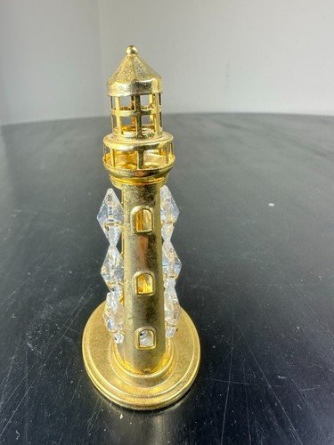 Vintage Millennium Lighthouse 24K Gold Plated w Crystal Nautical Decor Collector - Picture 5 of 8