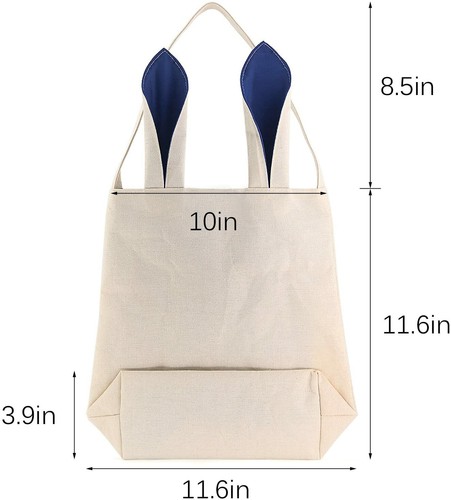 Easter Bag Bunny Ear Basket, Dual Layer Canvas Bag for Easter Egg Hunt Basket - 第 51/131 張圖片
