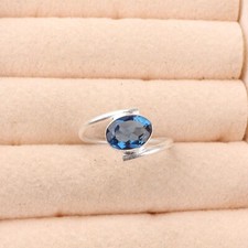 London Blue Topaz Gemstone 925 Sterling Silver Jewelry Handmade Engagement Ring