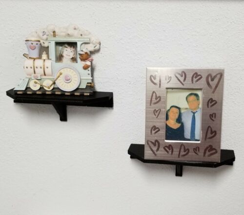 Two 6" x 2" Small Black Wall Shelves No Hole Nail Includes 3M Command Adhesive - Picture 3 of 11