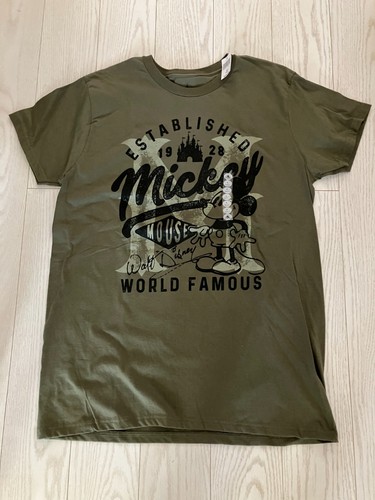 Disney Mickey Mouse tshirt mens L large olive green NWT - Picture 1 of 4