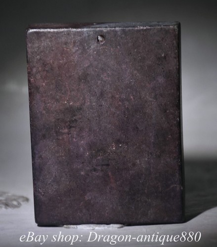 3.2" Old Tibetan Buddhism Black Meteorolite Sit Buddha Square Pendant Amulet - Picture 4 of 4