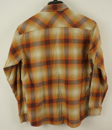 Patagonia Gorpcore Shadow Plaid Flannel Buckshot Shirt Men's Medium Orange Red - Picture 2 of 8