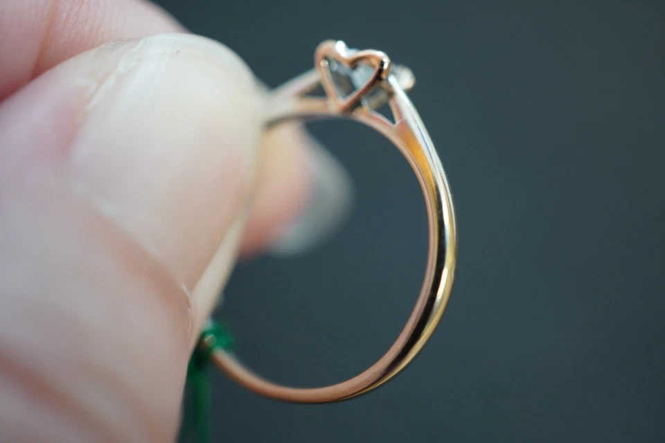 .09 CT Diamond Engagement Ring 10k WG w/Rose Gold Heart Accent by ZEI - Image 4 of 4