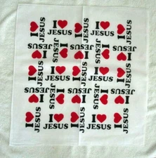 White with Multiple I Love Jesus Bandanna Double Sided Head Wrap Scarf Wristband