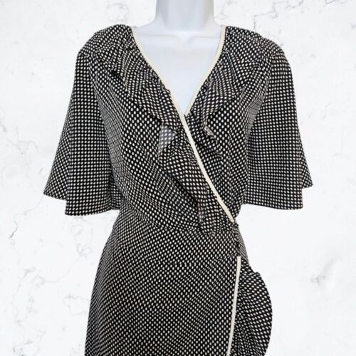 Abito Who What Wear bianco e nero a pois manica corta con volant taglia S - Foto 2 di 7