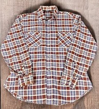 Vintage 80s Levis Button Up Shirt Red Blue Plaid Pockets Men's Large Made In USA