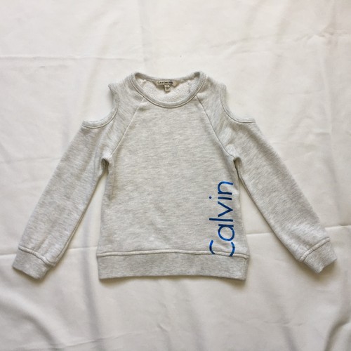 Calvin Klein Girls Sweatshirt 5 Cold Shoulder Shirt Logo Gray Long Sleeve Top... - Picture 16 of 24