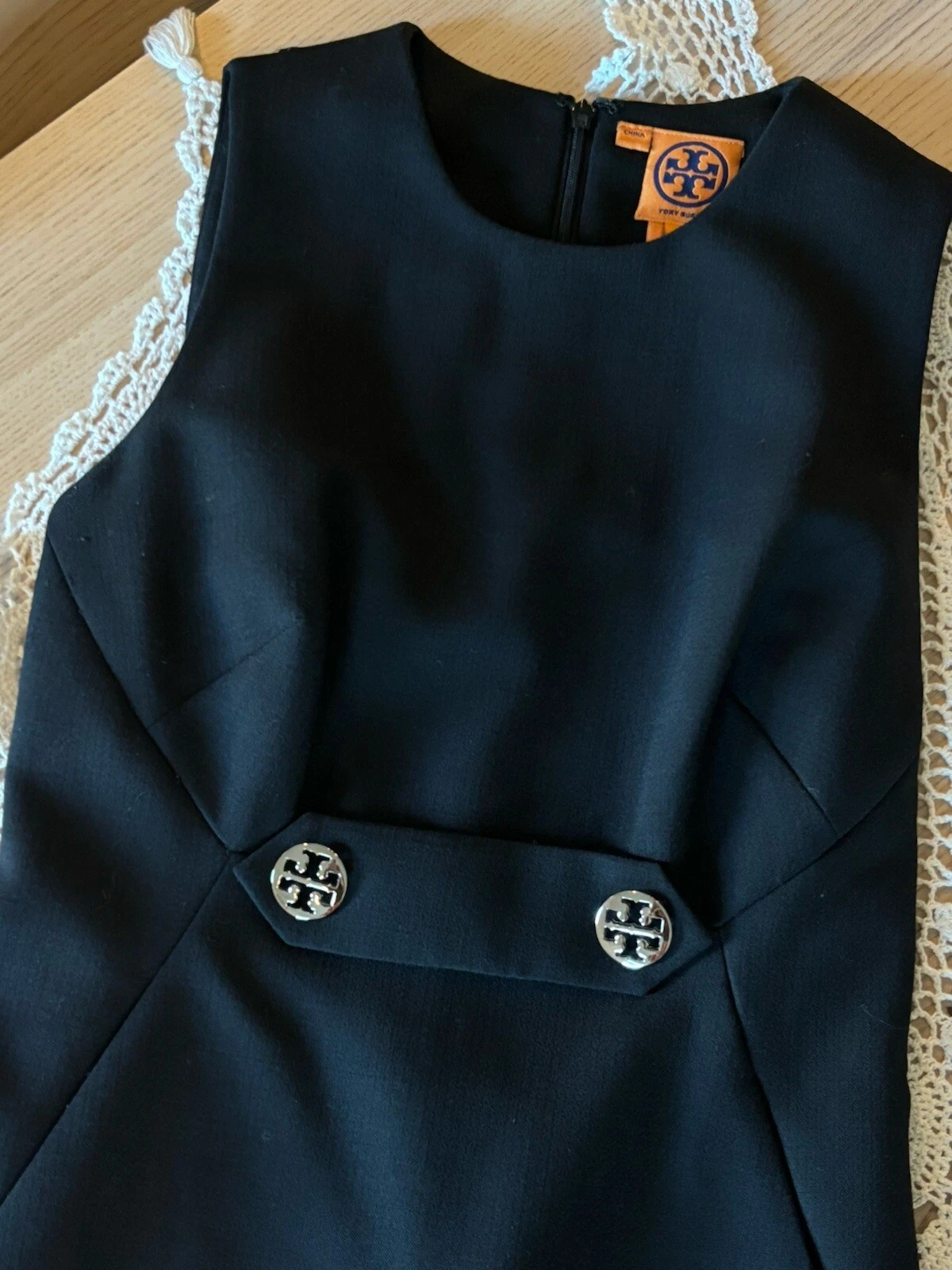 Abito TORY BURCH tubino carriera misto lana senza maniche modesto nero taglia 2