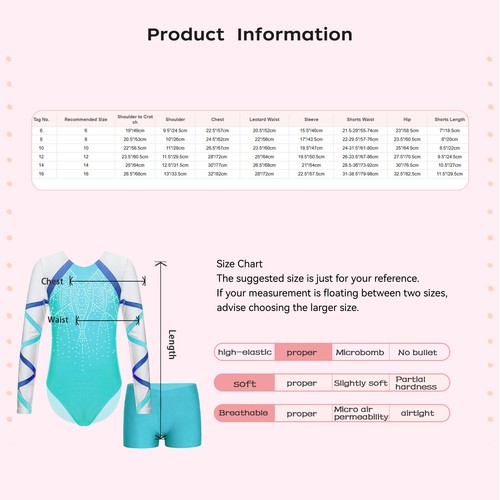 Kids Girls Outfit Long Sleeve Set Bodysuit Suit Rhinestones Activewear Leotard - Picture 18 of 40
