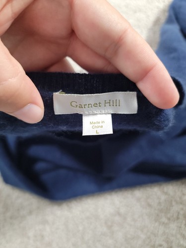 Garnet Hill Cashmere Sweater Womens Large Blue Soft Knit Pullover Round Neck - Picture 9 of 14