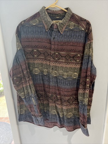 cabelas aztec flannel button up chamois shirt size xl outdoors southwestern Lot - Picture 3 of 7
