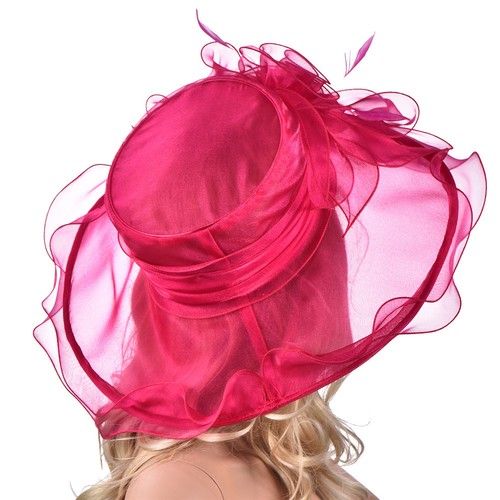 Organza Flower Kentucky Derby Damen-Sonnenhut breite Krempe formell Party Strand A341 - Bild 13 von 125