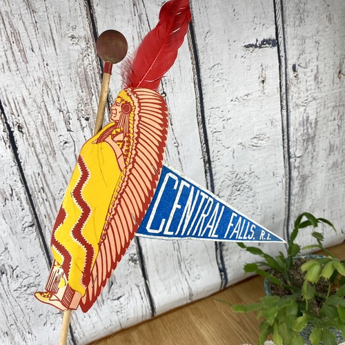 Vintage Indian Pennant Parade Souvenir Central Falls RI Native American #C - Picture 2 of 3
