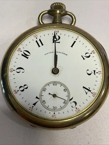 Antique Gruen Veri-Thin 17J Gold Filled Pocket Watch Parts Repair No Glass