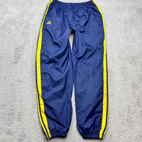 Adidas Trainingshose Herren XL Vintage Y2K Streetwear gefüttert blau gelb Reißverschluss Beine