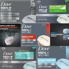 Dove Men+Care Bar Soap Variety Pack | 5 Full Size Bars, Extra Fresh, Charcoal