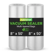 NutriChef Vacuum Sealer Bags 8x50 Rolls 2 pack Compatible with All Brands,