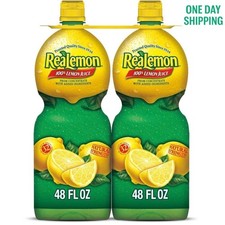 2 Pack ReaLemon 100% Lemon Juice 48 oz Bottles Fresh Natural Citrus Flavor