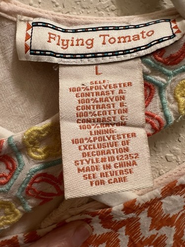 Flying Tomato Anthro Maxi Dress Size Large Teal Orange Embroidered Sleeveless - Picture 3 of 10