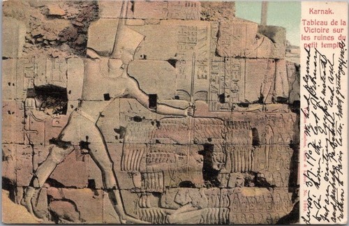 1902 LUXOR, EGIPTO Postal "KARNAK - Tableau de la Victore sur les Ruines" - Imagen 1 de 2