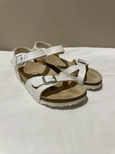 White ankle sandals cork style bottom arch support adjustable strap 5-5.5 (36)