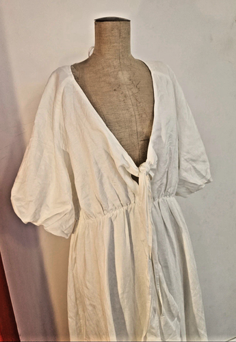 Linen Blend Maxi Dress Dani Marie Ivory White Size 3/Plus Size AU 18-20 - Picture 3 of 13