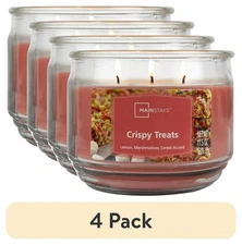 (4 pack) Mainstays 3-Wick Scented Glass Jar Candle, Crispy Treats, 11.5oz.