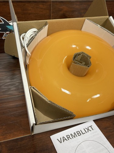 IKEA VARMBLIXT LED Table/Wall Donut Lamp Orange Glass/Round Sabine Marcelis NEW - Picture 2 of 7