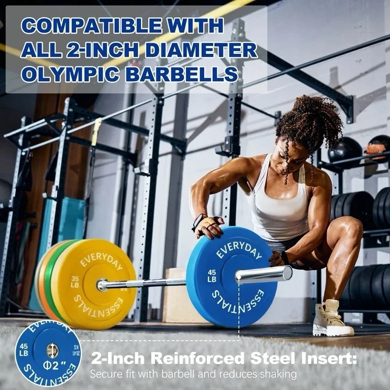 Placa de peso BalanceFrom Olympic con cubo de acero, codificada por colores, juego de 260 libras Foto 3 de 4