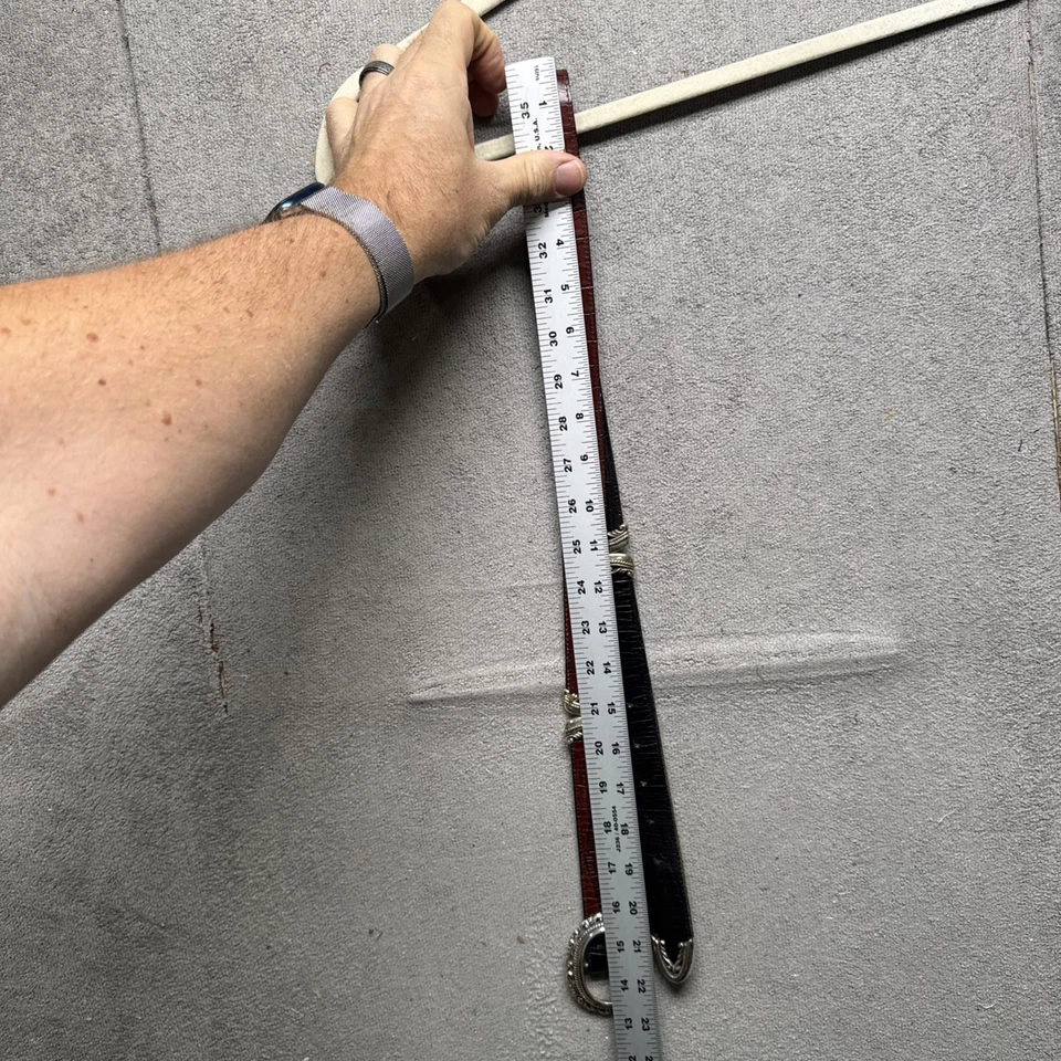 Cinturón Western Tooled Plateado Hebilla Marrón Negro Cuero Repujado Vaquero/Vaquera Foto 4 de 4