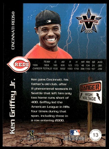 2000 Pacific Vanguard Ken Griffey Jr. #13 High Voltage Cincinnati Reds - Bild 2 von 2