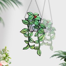 Stained Glass Suncatcher Window 10 Inch Plant Stained Glass Window Hanging