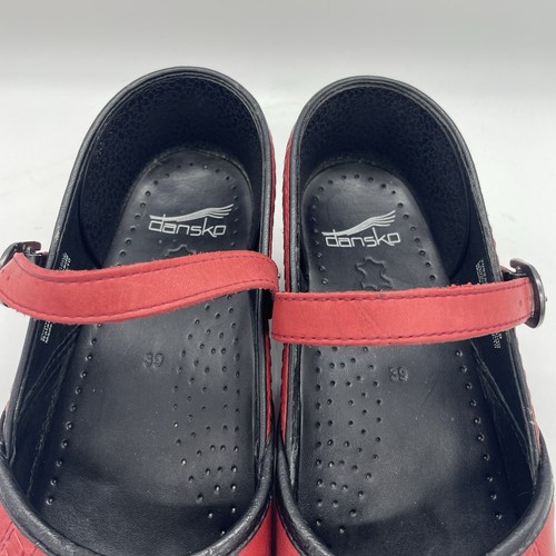 Dansko Damenschuhe 39 (8,5) Clogs Mary Jane Marcelle rot schwarz Leder bequem - Bild 9 von 15