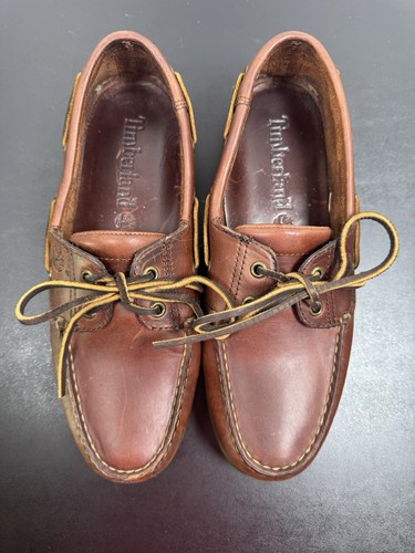 Timberland Classic Amherst 2-Eye Brown Leather Men’s Size 8.5 W Boat Shoes - Picture 2 of 10