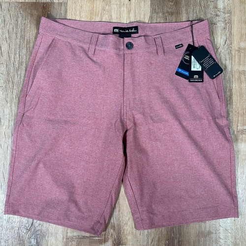 NEW Travis Mathew Sand Harbor 9” Golf Shorts Mens 34 Heather Garnet Rose $89