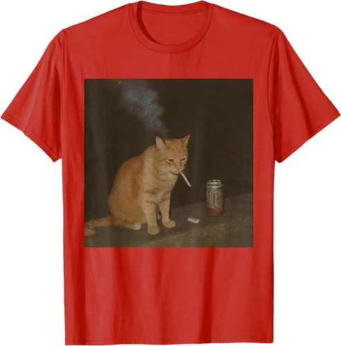 Maglietta Cat Meme Gatto Fumare Sigarette E Birra Baddies Get Saddies - Foto 9 di 16