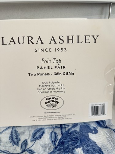 Laura Ashley Summer Palace Window Panel Curtains Blue Chinoiserie Floral Birds - Picture 5 of 5