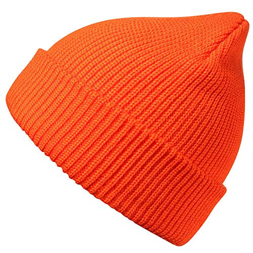 Slouchy Beanie Hats Winter Knitted Caps Soft Warm Ski Hat Unisex Bright Orange - Picture 1 of 3