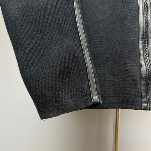 Zegna Sport Men’s Black Cotton Zip-Up Cardigan with Leather Detail – Size L - Picture 4 of 20