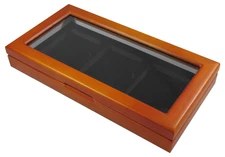 1x Guardhouse Wood Glass-Top Display Box 4 Universal Graded Slabs