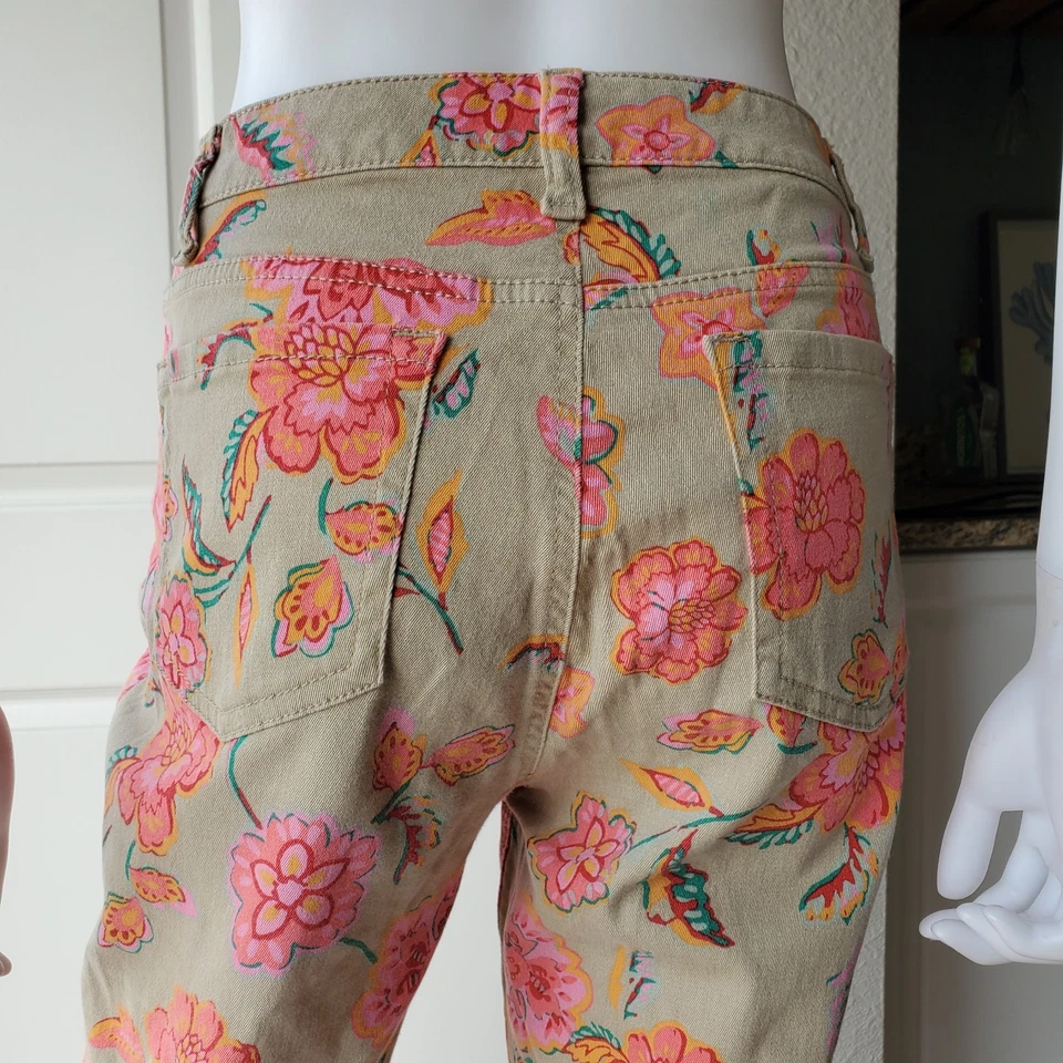 Pantalones chinos Jones New York para mujer con estampado floral de pierna recta talla 8 Foto 3 de 4