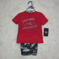 Baby Toddler Boys Under Armour UA Tech Printed Tshirt Shorts Set Red 12M 18M 6