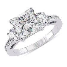 IGI 3.3 Ct Princess Lab Grown Diamond 3 Stone Anniversary Ring 14K White Gold