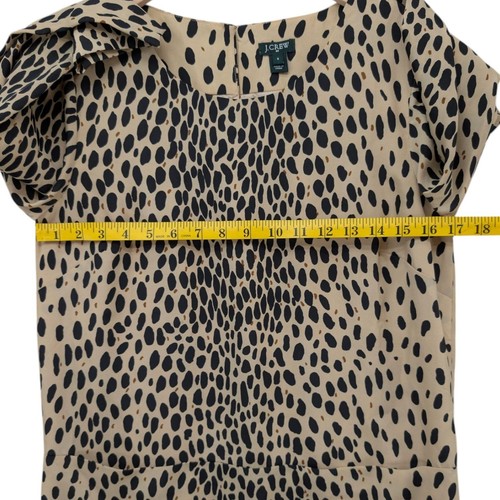 J.CREW Jules Wildcat Mini Dress Beige Cheetah Print 3/4 Sleeve Front Pocket Sz 4 - Picture 7 of 10
