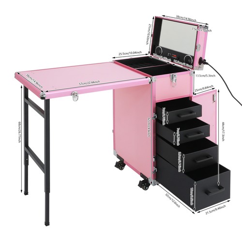 Trolley cosmético organizador de almacenamiento tren de maquillaje maleta mesa de manicura rodante - Imagen 8 de 24