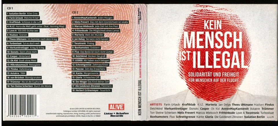 Herbert GRÖNEMEYER et al.★KEIN MENSCH IST ILLEGAL★CD★Adhäsiv-Schutzhülle★NEUWTG. - Bild 3 von 4